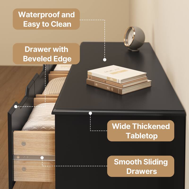 7 Dresser Storage Drawer Units Chest Of Drawers, Dresser With Recessed Distinctive Handles