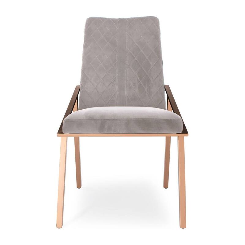 Nolan Rose Gold Stainless Steel Dining Chair, Set of 2 - Taupe