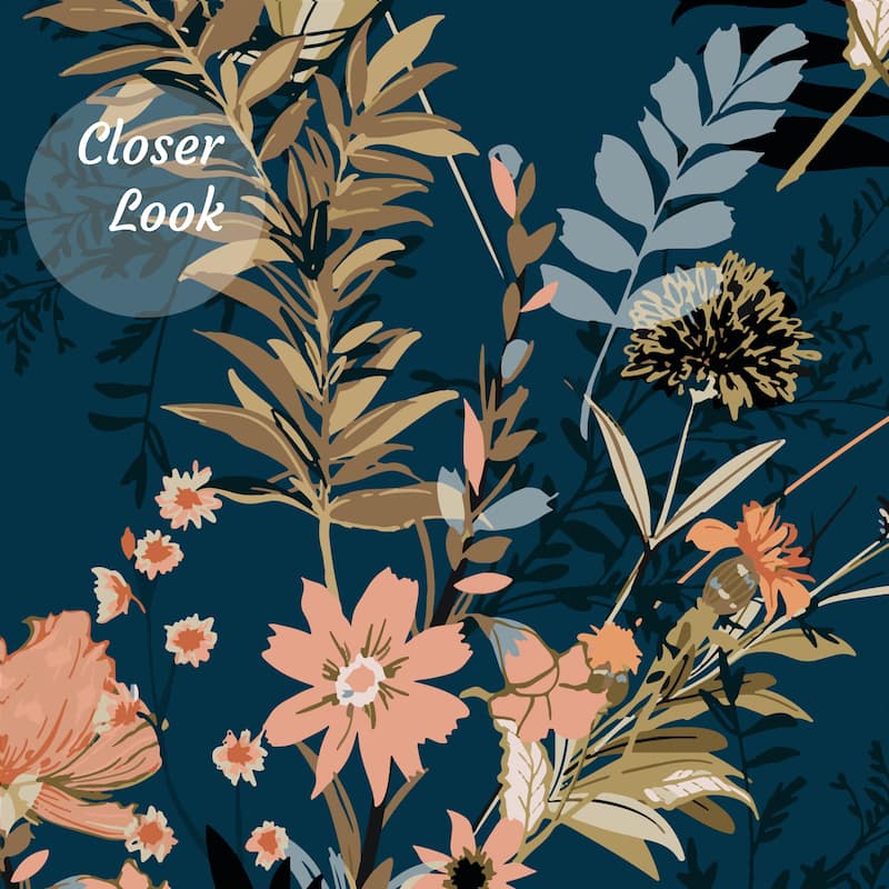 Autumn Navy/ Red/ Orange Flowers Removable Peel-and-Stick Wallpaper - 24'' inch x 10'ft