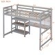 preview thumbnail 27 of 25, Twin Size Wooden Loft Bed with Shelves, Desk and Writing Board, White