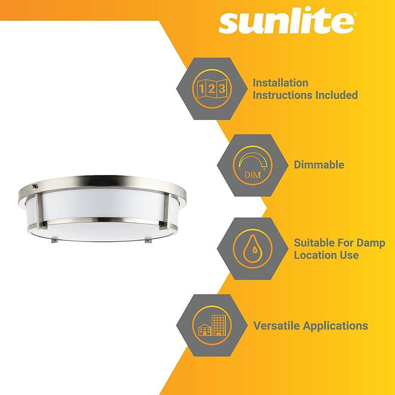 Sunlite 18 in. Round Brushed Nickel Selectable LED Flush Mount Lighting Fixture, CCT Tunable 3000K, 4000K, 5000K - 18 in