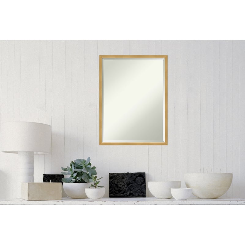 Beveled Wood Wall Mirror - Svelte Polished Gold Frame