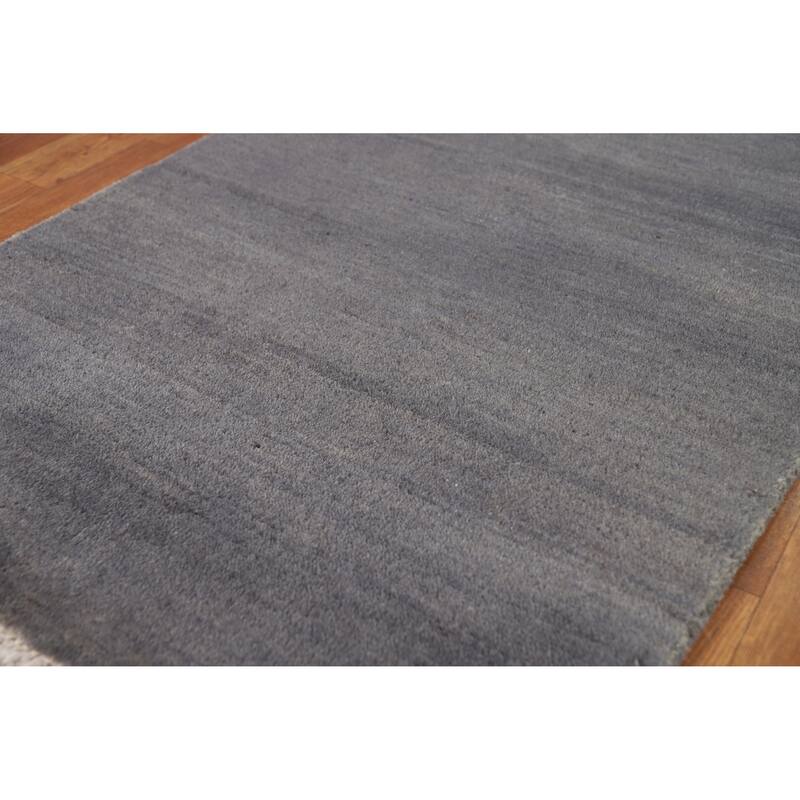 Modern Gray Gabbeh Oriental Accent Rug Hand-Knotted Wool Carpet - 2'6" x 3'10"