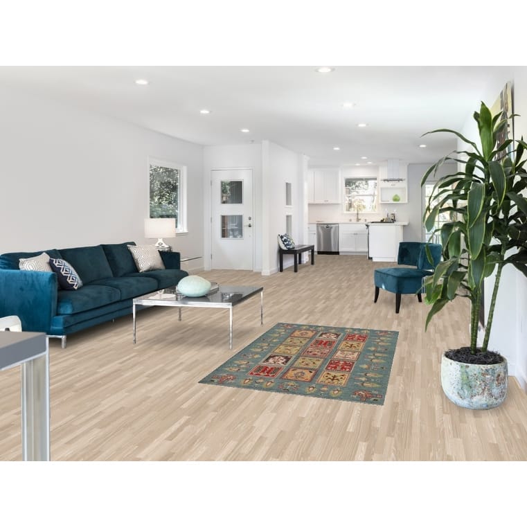 Garden Design Blue Kazak Accent Rug Handmade Wool Carpet - 3'4" x 5'3"