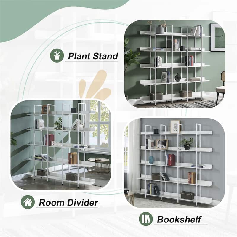 Merax Vintage Industrial 5 Tier Bookcase with Open Shelves