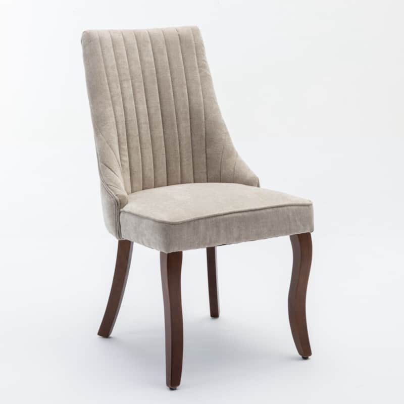 Dinner Chair Comfy Fabric Upholstered Accent Chair for Dining Room with Curved Solid Wood Legs,Set of 2