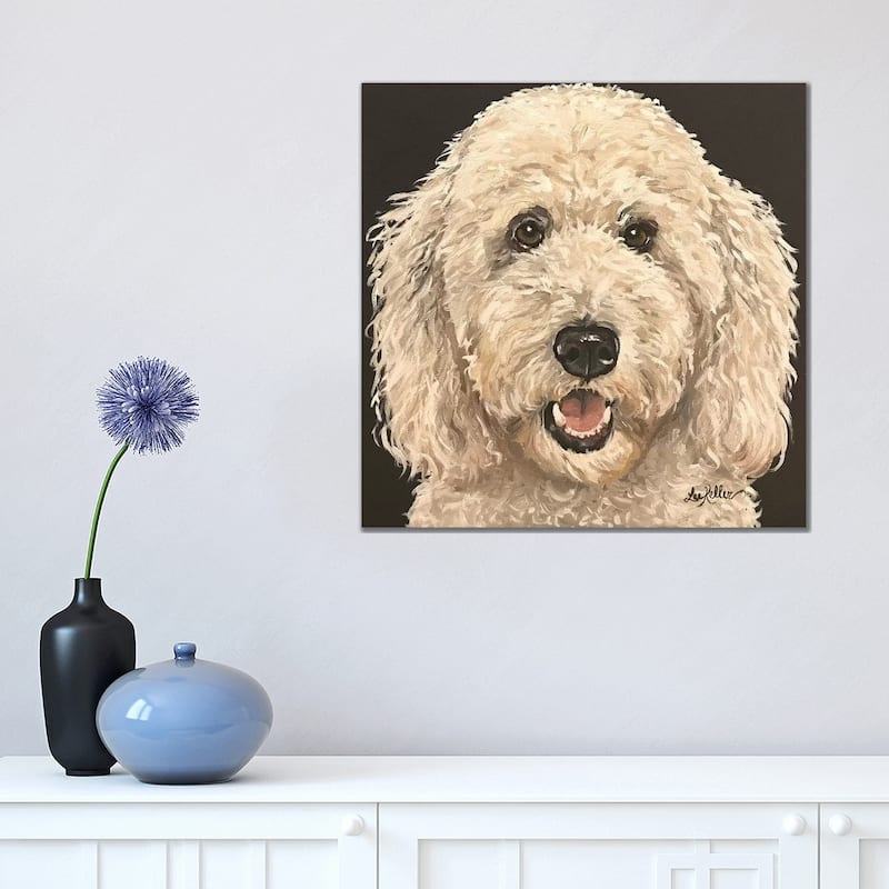 iCanvas "Goldendoodle On Black" by Hippie Hound Studios Canvas Print - 18x18x1.5
