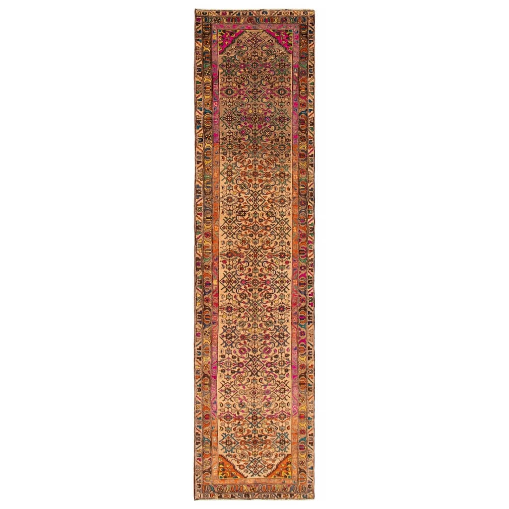 ECARPETGALLERY Hand-knotted Anatolian Vintage Tan Wool Rug - 3'3 x 13'4