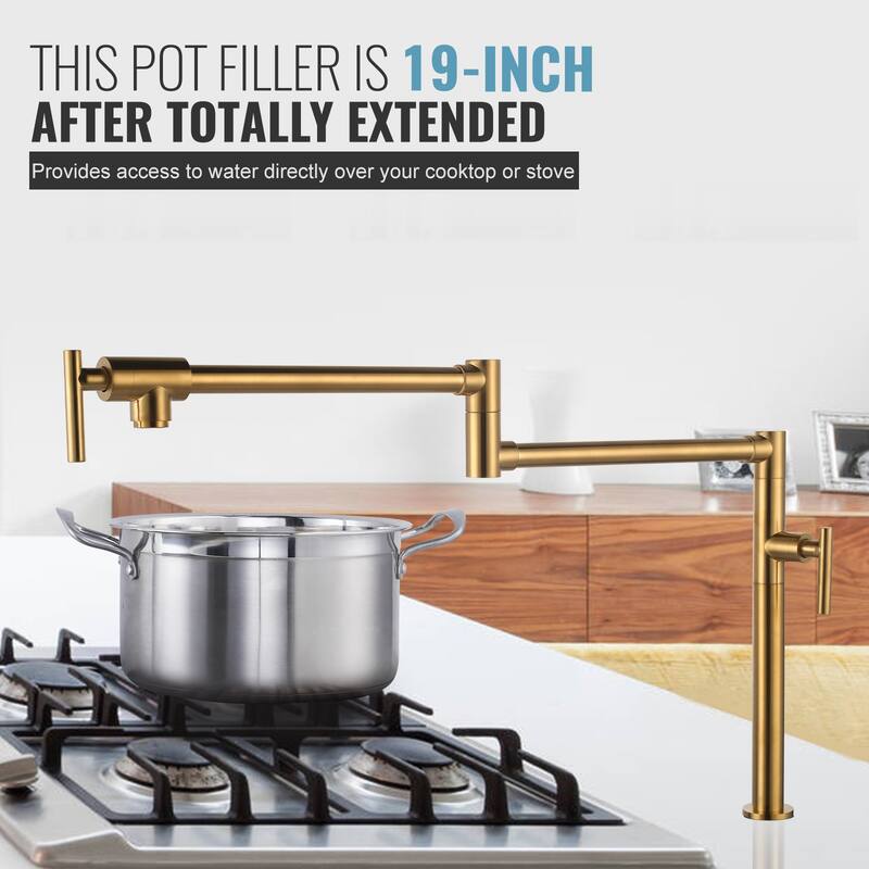 WOWOW Deck Mount Double Handle Pot Filler Faucet