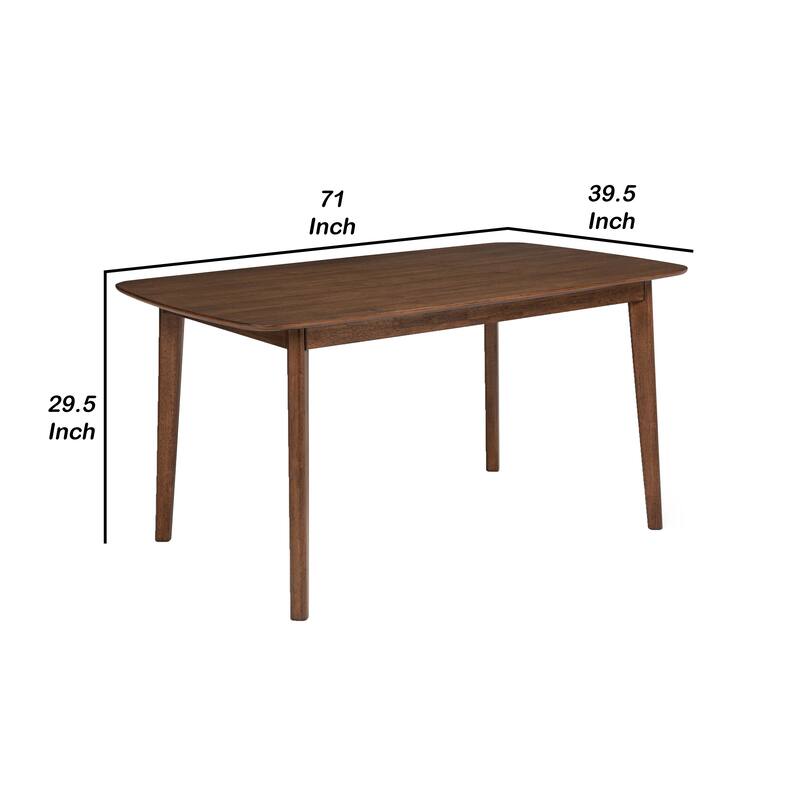 Lexy Rectangular Dining Table, Angled Legs, Walnut Solid Wood, 71 Inch - Walnut Brown
