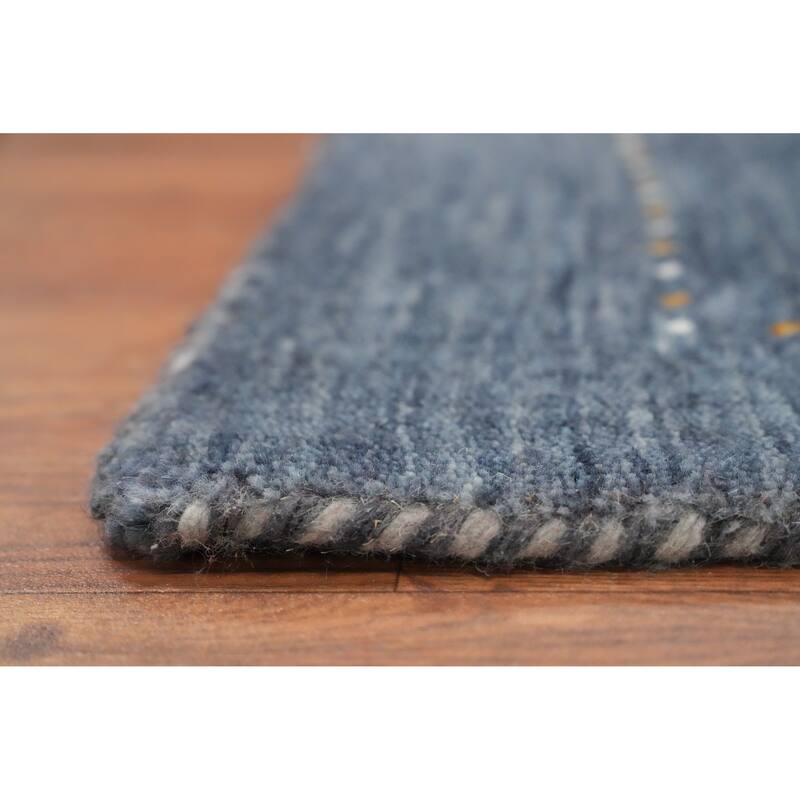 Hand Knotted Oriental 100% Wool Carpet Tribal Animal Pictorial Navy Blue & Blues Gabbeh Area Rug - 4' 11'' X 3' 2''