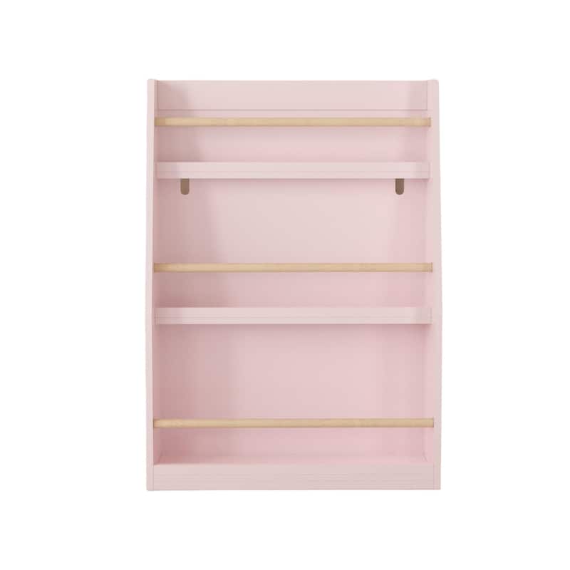 3 Tier MDF Pine Wood Kids Book Rack Shelf with Safe Tip-Over Protection Included for Playroom or Nursery