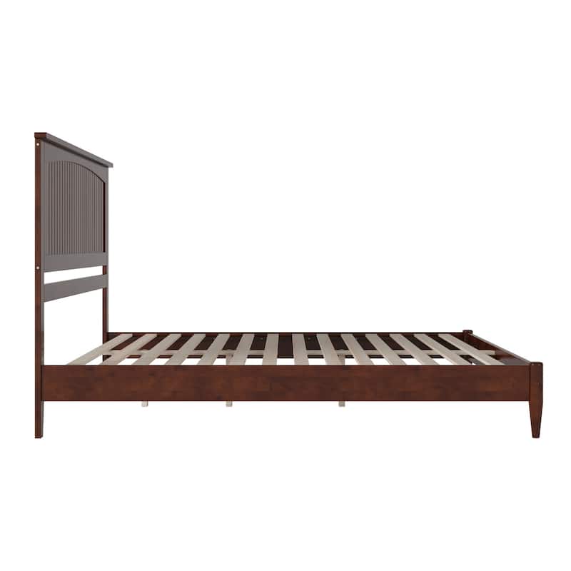 King Size Wood Platform Bed - Low Profile Modern Bed Frame Walnut Finish