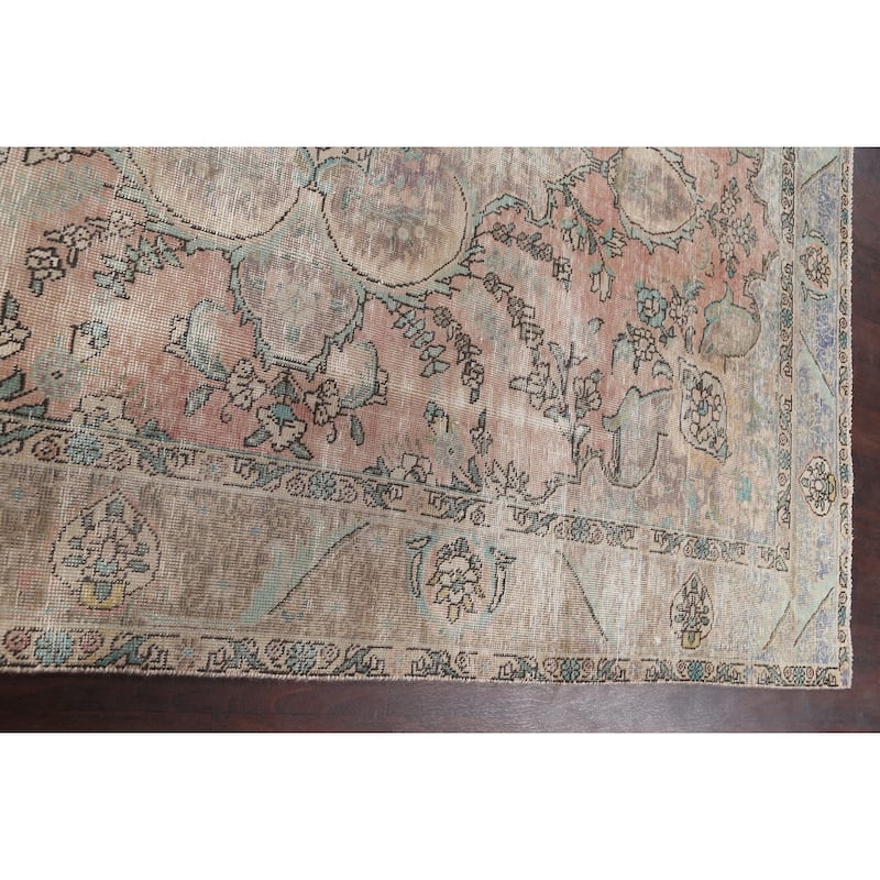 Muted Distressed Tabriz Persian Area Rug Wool Hand-knotted Carpet - 6'6" x 9'1"