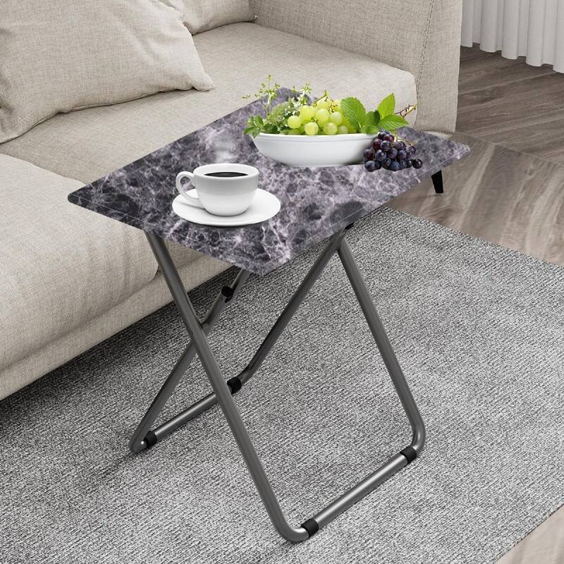 Tv Dinner Tray Table - 27"D x 19.5"W x 27.5"H - Black Marble