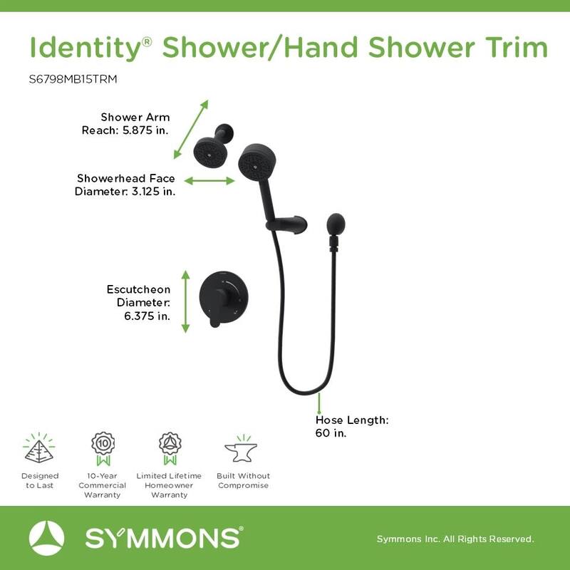Symmons S679815TRM Identity HydroMersion Pressure Balanced Shower