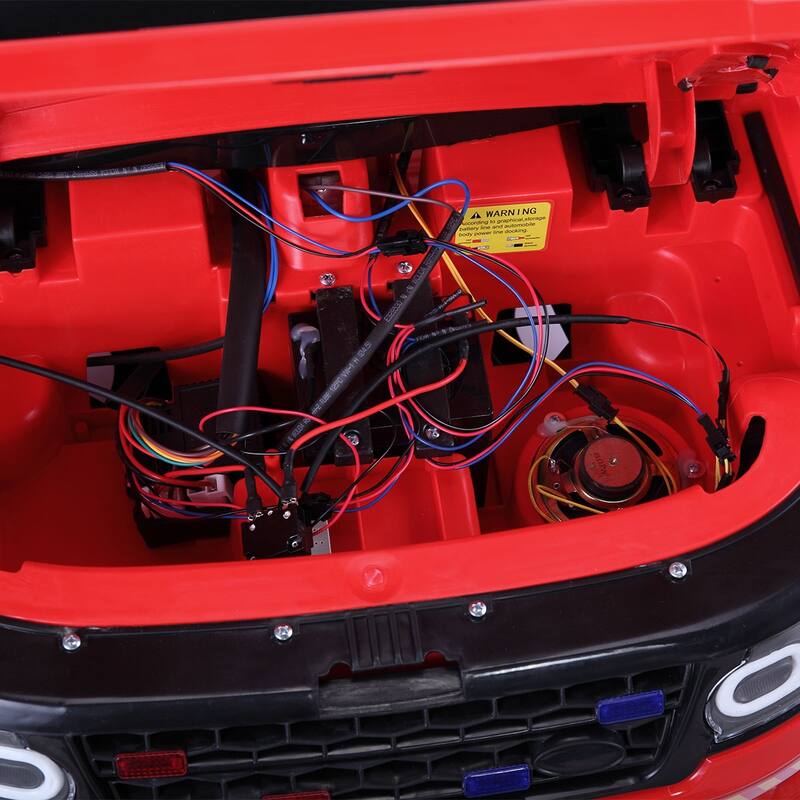 12V Kids Ride-On Police Car with Sirens, Flashing Lights, Remote Control, and Music, Electric Truck for 3-8 Years - Red