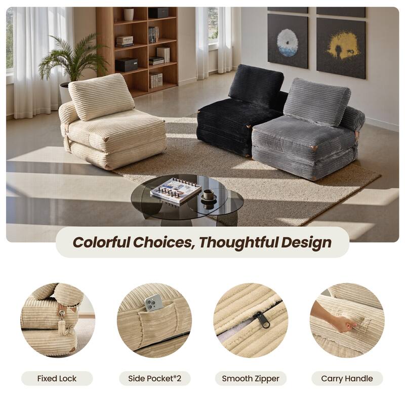 OVIOS Corduroy Foldable ​Compressed Sleeper Sofa