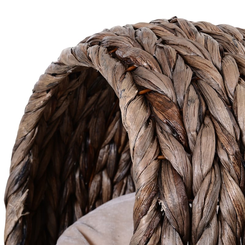 PawHut Handwoven Elevated Cat Bed with Soft Cushion & Cat Egg Chair Shape