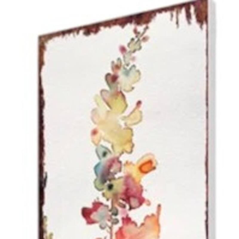 HomeRoots 42" Green Off White Orange And Yellow Solid Wood Watercolor Floral Garden Stake