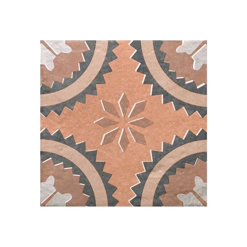 Verity Poppy 8x8 Matte Porcelain Encaustic Tile - Floor, Wall, Backsplash