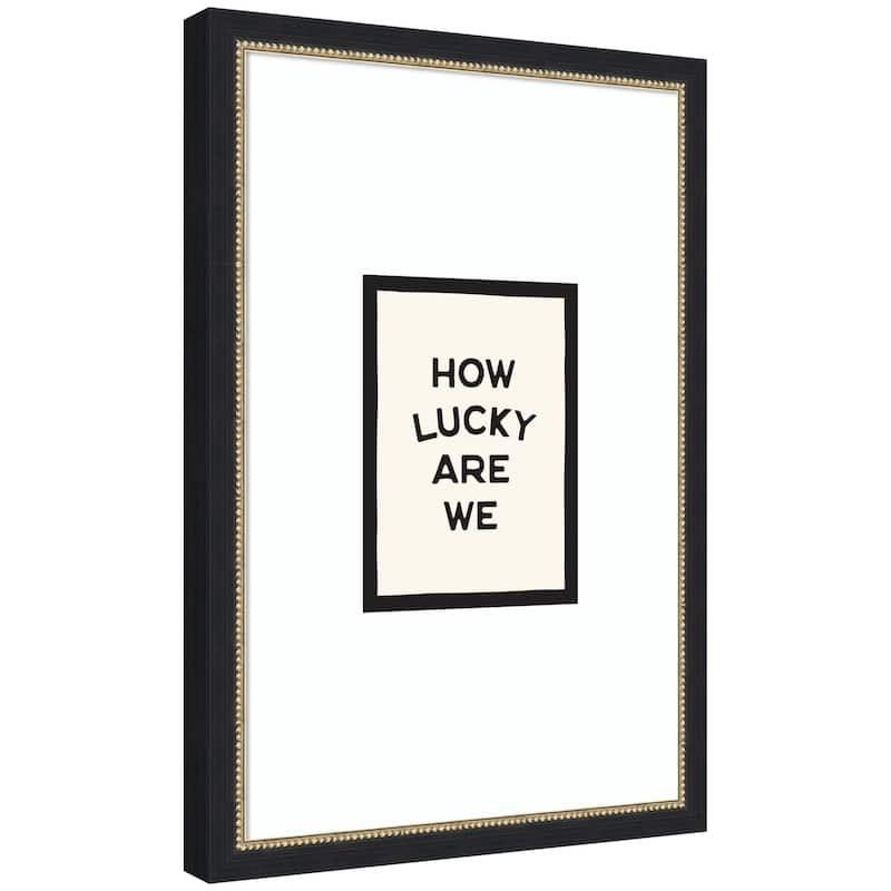 Kate and Laurel How Lucky Are We Dopamine Decor for Home or Apartment Retro Poster by Lucky Guava Framed Wall Art Print