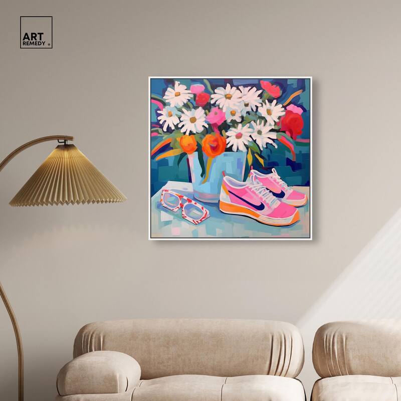 Whimsical Sneakers Flower Vase Canvas by Art Remedy