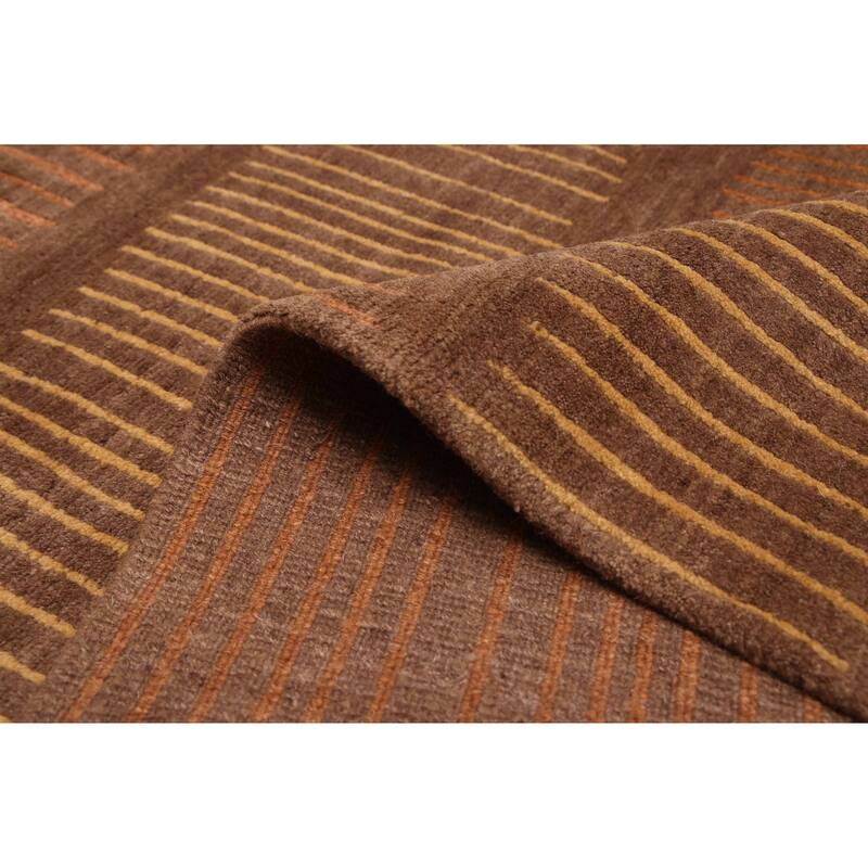 ECARPETGALLERY Hand-knotted Opulence Dark Brown Wool Rug - 8'1 x 10'0