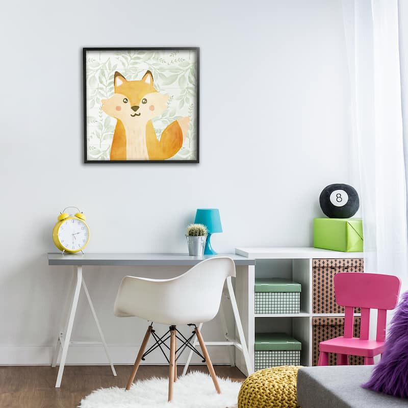 Stupell Whimsical Fox on Florals Framed Giclee Art Design By Kim Allen