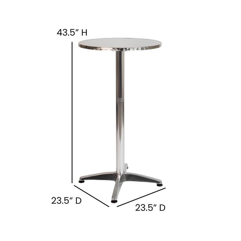 Indoor/Outdoor 23.5" Aluminum Round Bar Height Table with Cross Base
