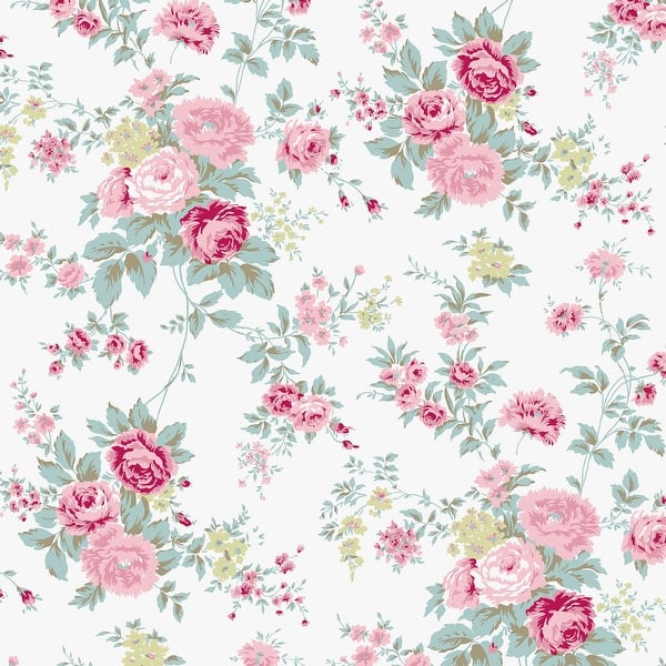 slide 2 of 4, Shabby Chic by Rachel Ashwell Wild Flower Off White Wallpaper