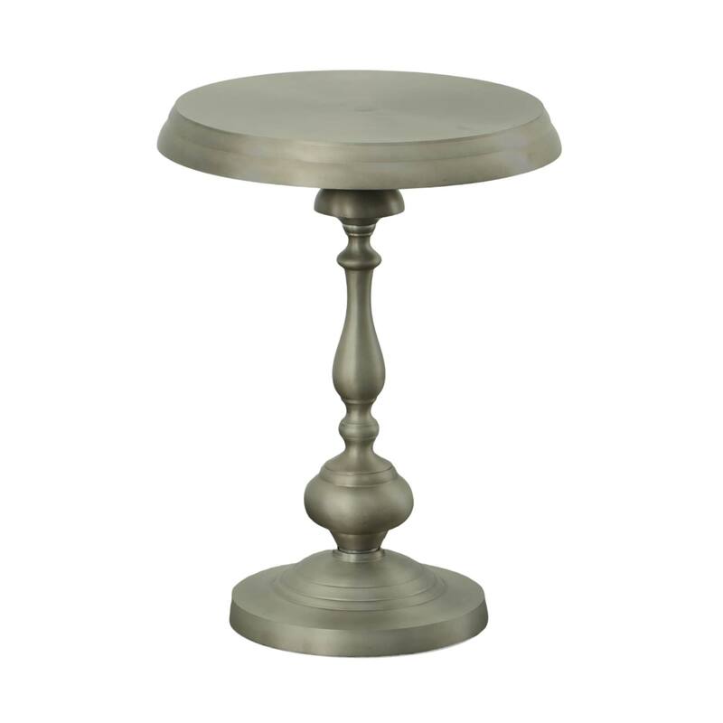 Pedestal-Style Aluminum Accent Table - 24" - Antique Nickel