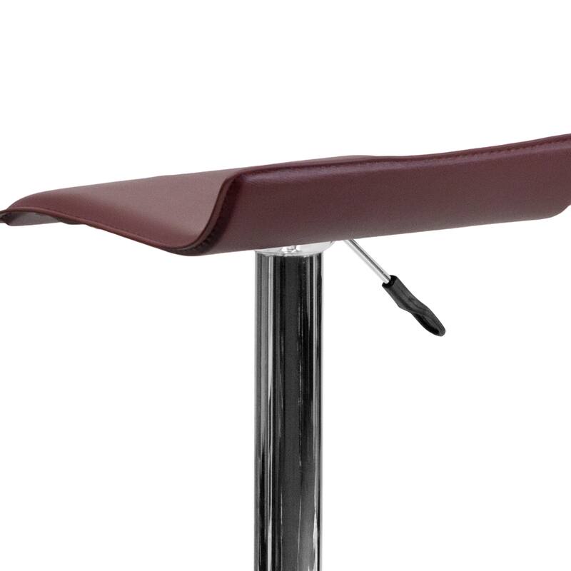 Contemporary Solid Wave Seat Vinyl Adjustable Bar Stool - 15"W x 15"D x 25.5" - 34"H - 15"W x 15"D x 25.5" - 34"H