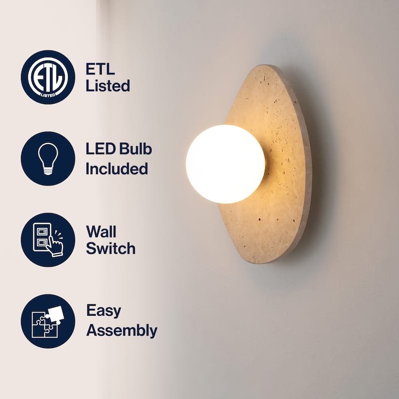 Tivoli Modern Minimalist 1-Light Ovoid LED Wall Sconce