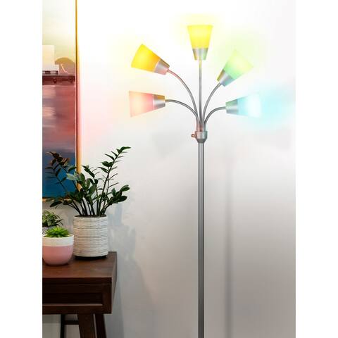 Brightech Medusa Modern LED Floor Lamp - Silver
