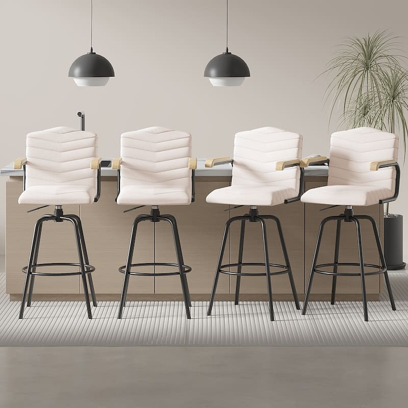 Javlergo Bar Height Bar Chairs Upholstered Bar Stools with Back and Arms Tall Kitchen Island Seating for Home/Commercial Use