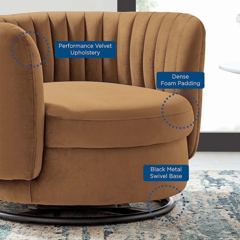 Embrace Tufted Performance Velvet Performance Velvet Swivel Chair