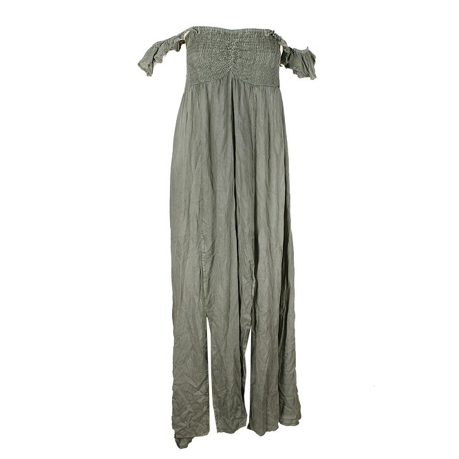 Shop Raviya Sage Green Smocked Off The Shoulder Ruffled Maxi Dress