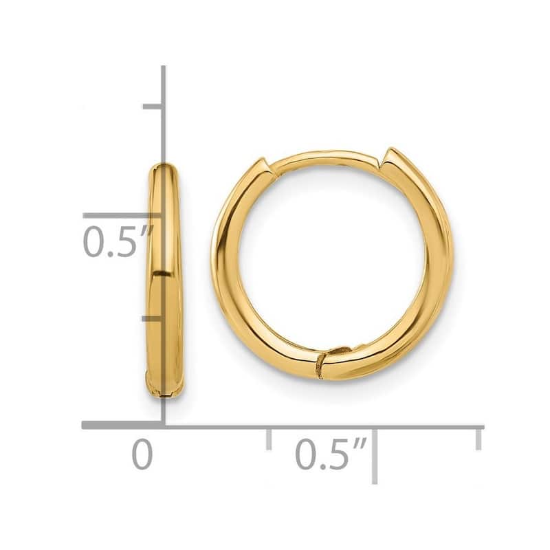 Curata 14k Yellow Gold Polished Hinged Hoop Earrings - 14.3x14.3mm