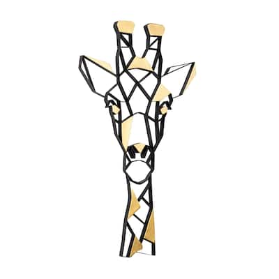 Geometric Animal Kingdom Giraffe Black and Gold Recycled Steel Wall Art