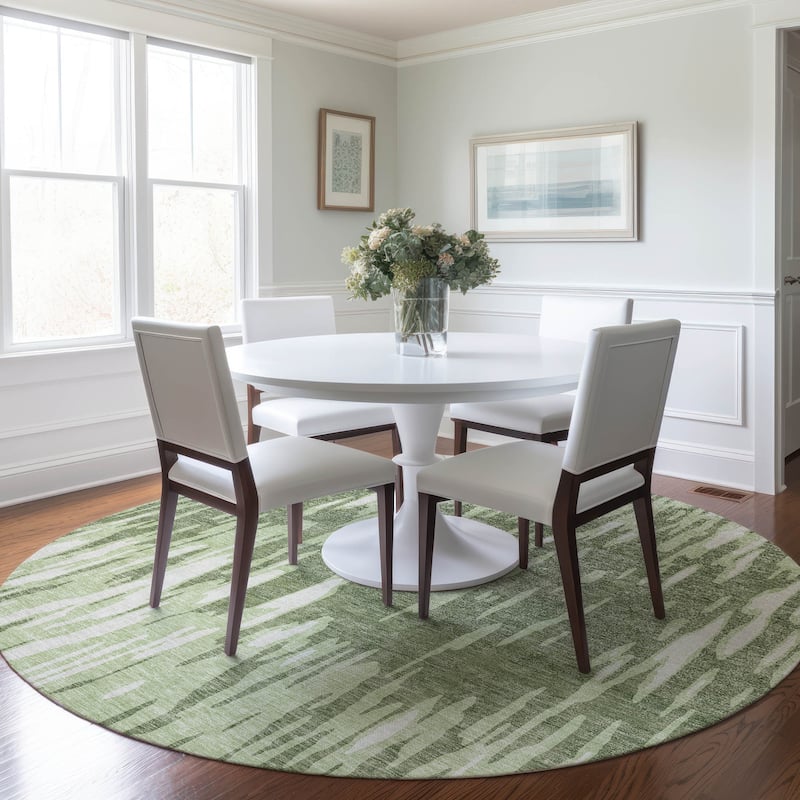 Machine Washable Indoor/ Outdoor Abstract Chantille Rug