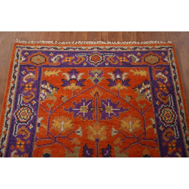 Orange Floral Heriz-Serapi Oriental Accent Rug Wool Carpet - 3'0"x 5'0"