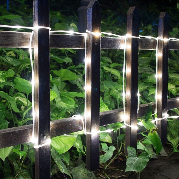 Solar Rope Lights 200LED 8 Modes Flashing 2400mah High Capacity Battery Copper Waterproof White Color Bed Bath Beyond 18356926