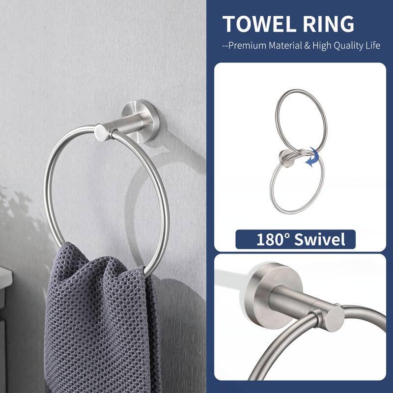 (4-Pack) Bathroom Set Brushed Nickel 22.7 Towel Bar Racks
