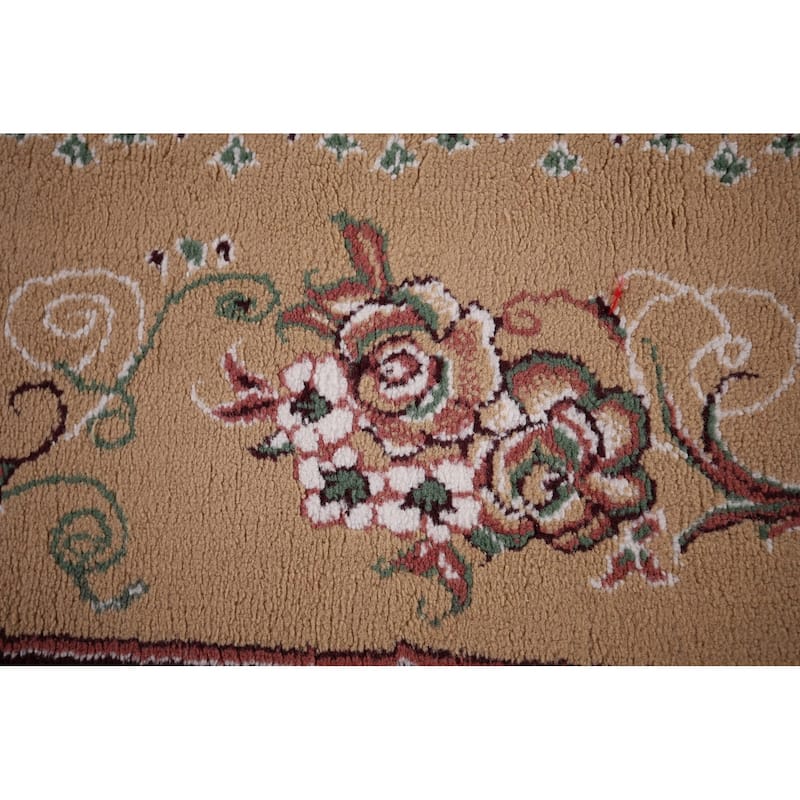 Victorian Style Burgundy Tabriz Area Rug Machine Made Carpet - 9'9" x 12'9"