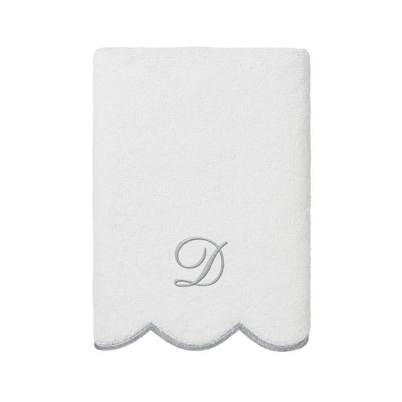 Authentic Hotel and Spa 100% Turkish Cotton Grey ADORNIA Scallop Personalized 3 Piece Towel Set - 3 Piece Set