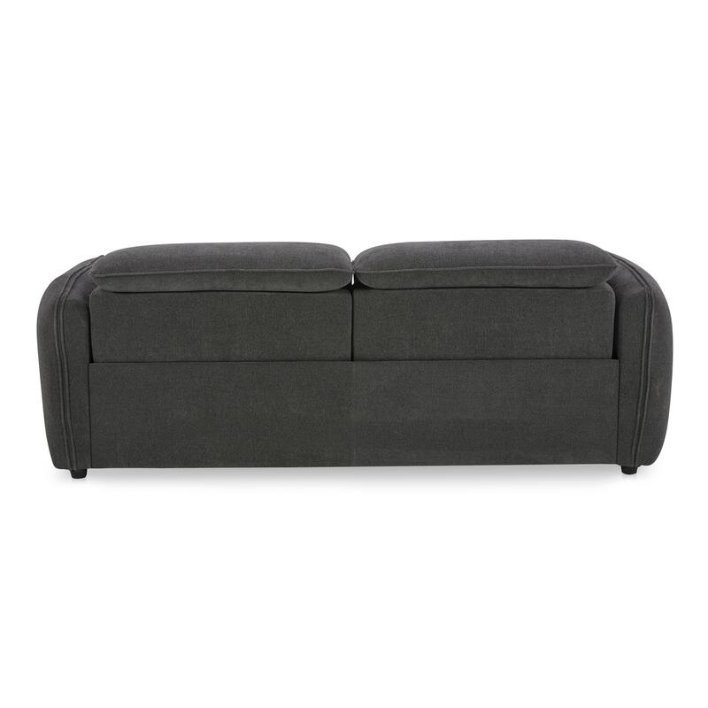 NADAAL STUDIOS Yarrow, Power Recliner Sofa Solid Wood Frame with Upholstery Fabric, Charcoal Grey - Seats 3