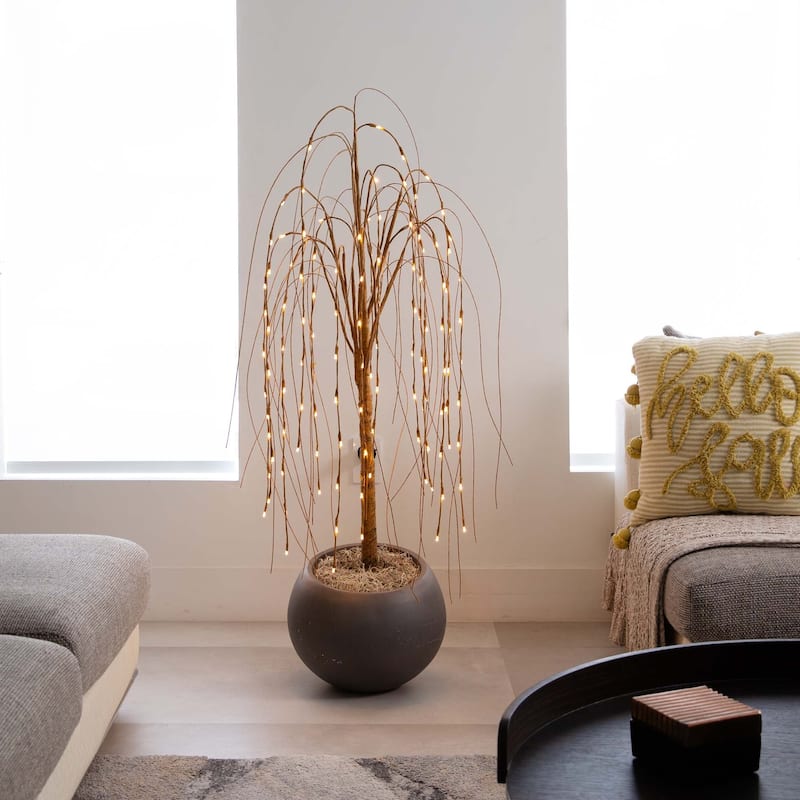 Pre-Lit Willow Artificial Christmas Tree - 4' - Warm White LED Lights