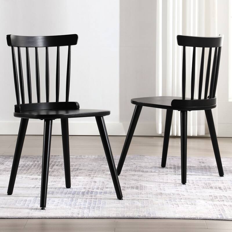 Solid Wood Spindle Back Windsor Dining Chairs Set of 2 - 33.3"H x 17.72"W x 19.7"D