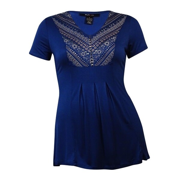 Style & Co. Women's Pleated Embellished Top V-Neck Blouse